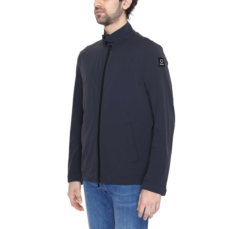 Veste à col roulé noire pour hommes en nylon et spandex