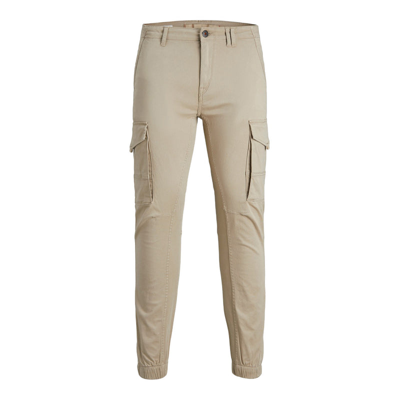 Beige Cotton Jack & Jones Mens Trousers with Pockets