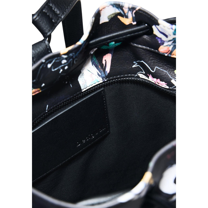 Desigual Black Multicoloured Cotton Handbag with Laces