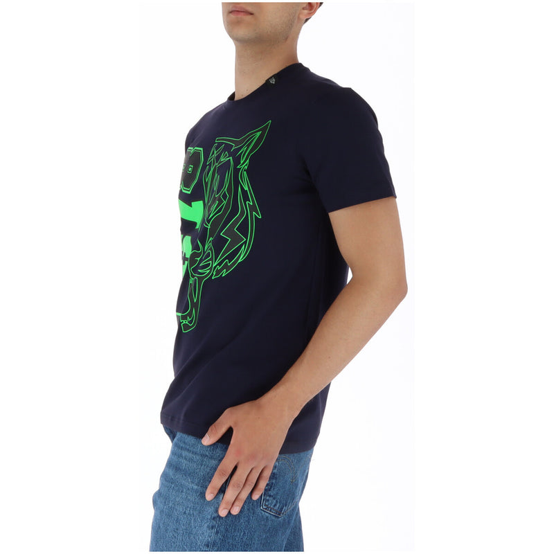 Plein Sport Men's Blue Print T-Shirt Round Neck Short Sleeve