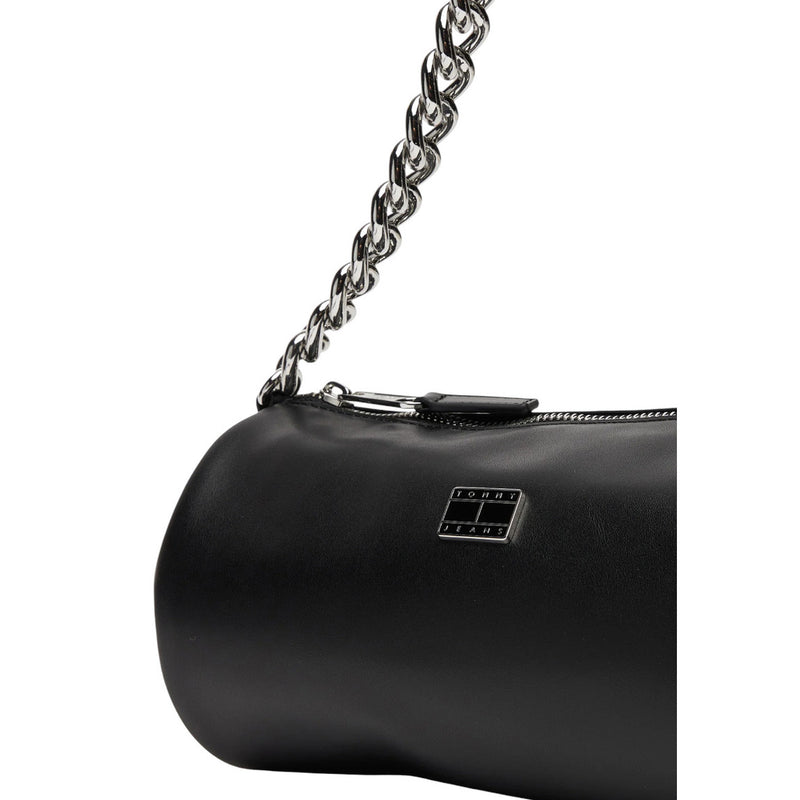 Tommy Hilfiger Black Faux Leather Handbag with Zip Pocket