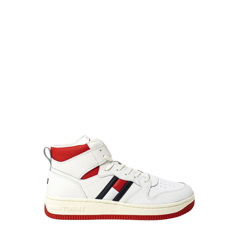 Tommy Hilfiger Men’s White Sneakers with Rubber Soles