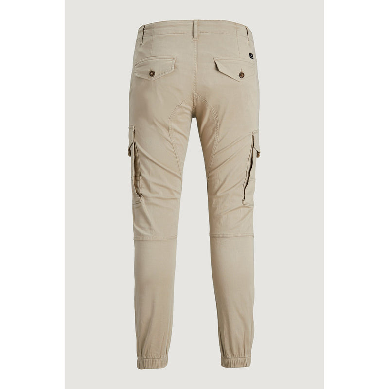 Beige Cotton Jack & Jones Mens Trousers with Pockets