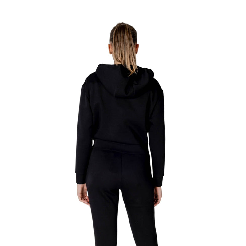 Armani Exchange Women Black Hooded Zip Sweatshirt