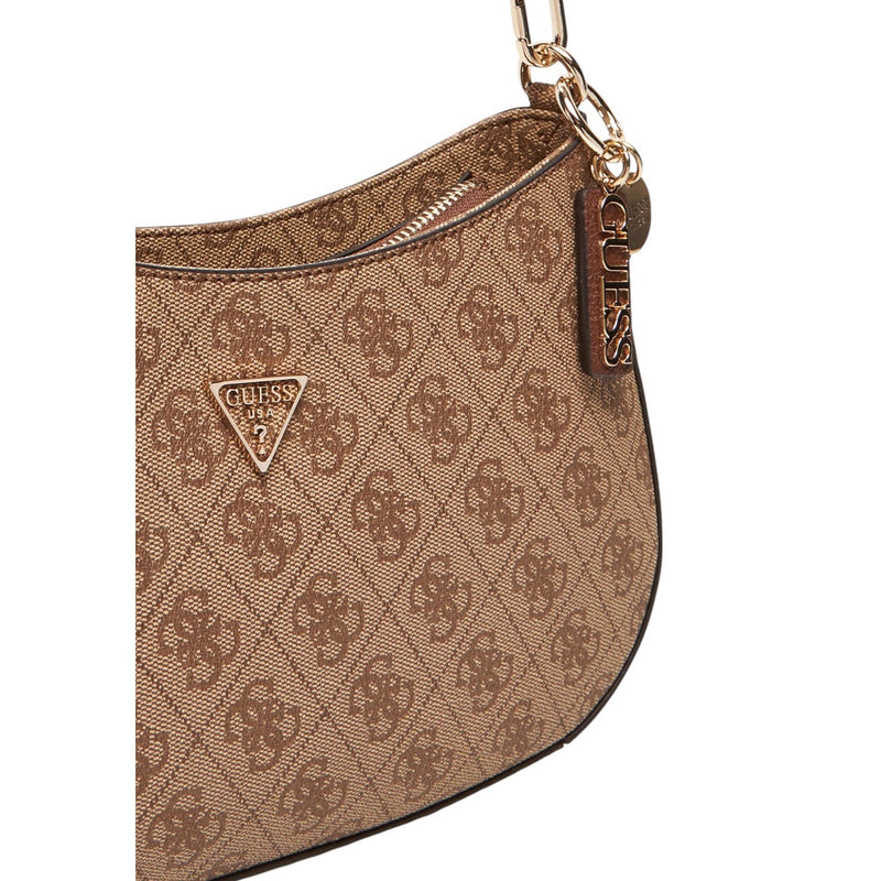 Guess Beige Plain Handbag with Zip and Pockets