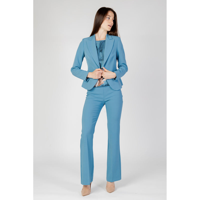 Rinascimento Turquoise Blazer with Button and Lapel Collar
