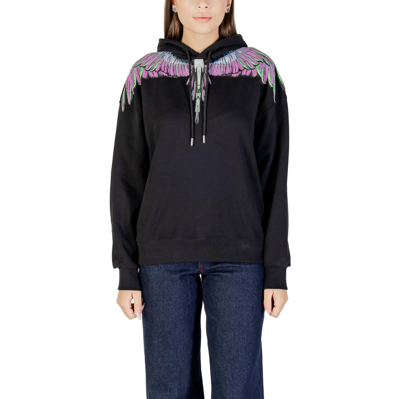 County Of Milan Black Cotton Hooded Sweatshirt for Women