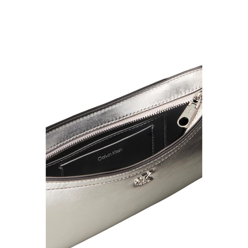 Calvin Klein Silver Polyurethane Handbag with Zip Pocket