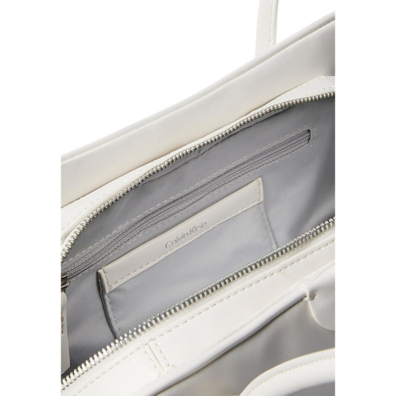 Calvin Klein White Polyurethane Women Bag with Zip Pockets