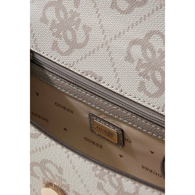 Guess Grey Print Polyurethane Handbag with Shoulder Strap