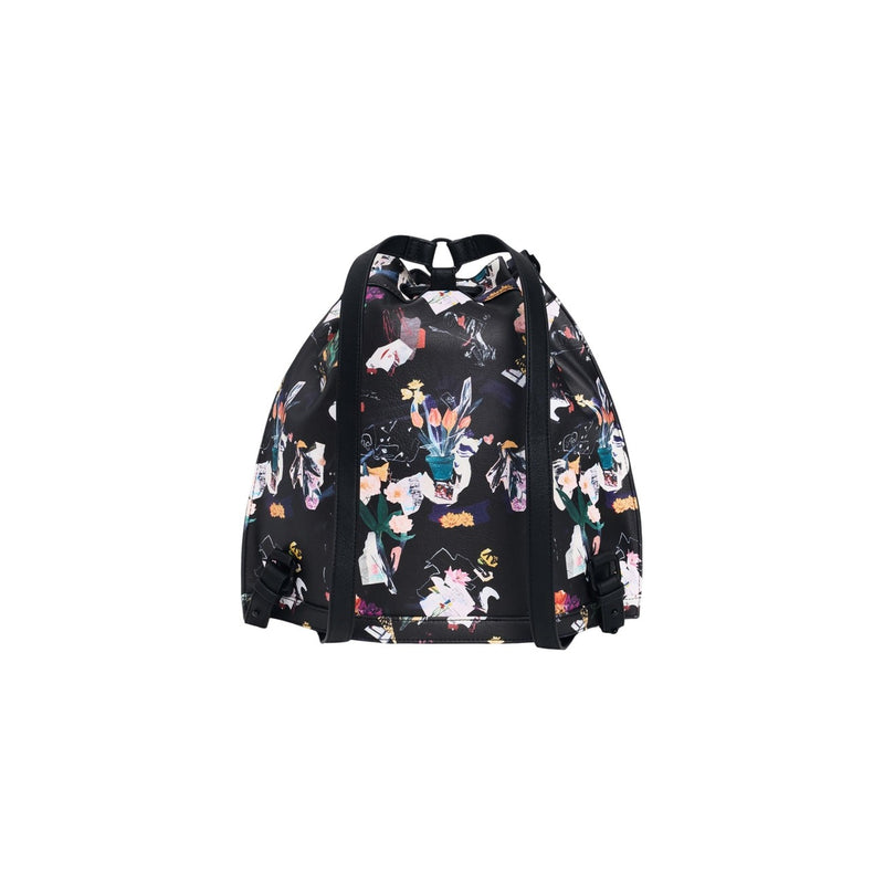 Desigual Black Multicoloured Cotton Handbag with Laces