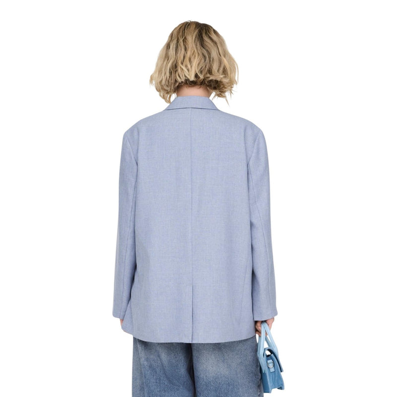 Light Blue Women's Blazer with Button Front and Pockets