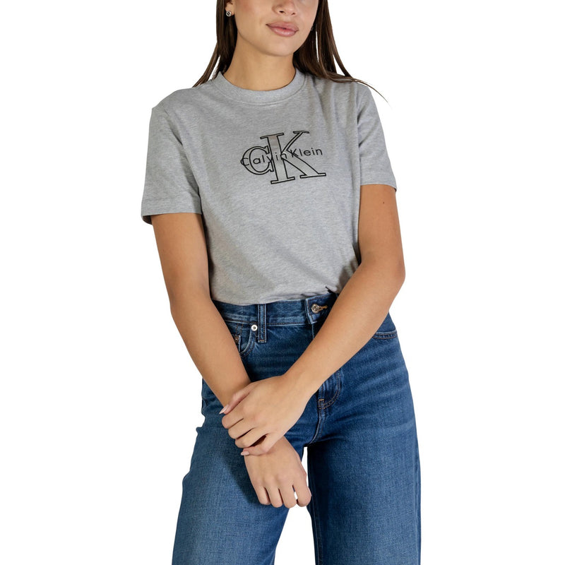 Calvin Klein Jeans Women Grey Print Cotton T-Shirt
