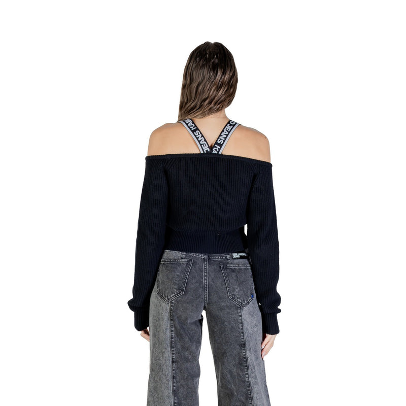 Karl Lagerfeld Jeans Womens Long Black Cotton Wool Knit Sweater