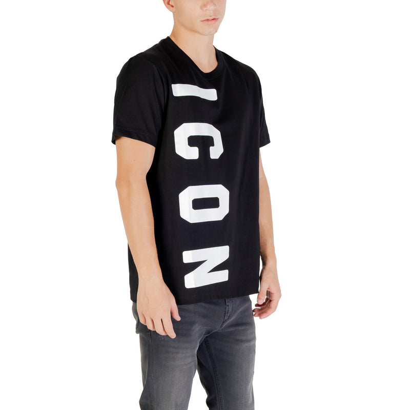 Icon Men Black Short Sleeve Round Neck TShirt Fall Winter