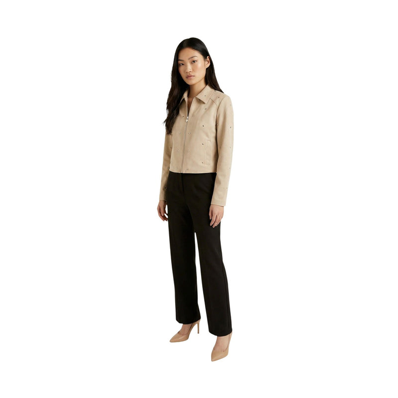 Jacqueline De Yong Beige Long Blazer with Zip and Pockets