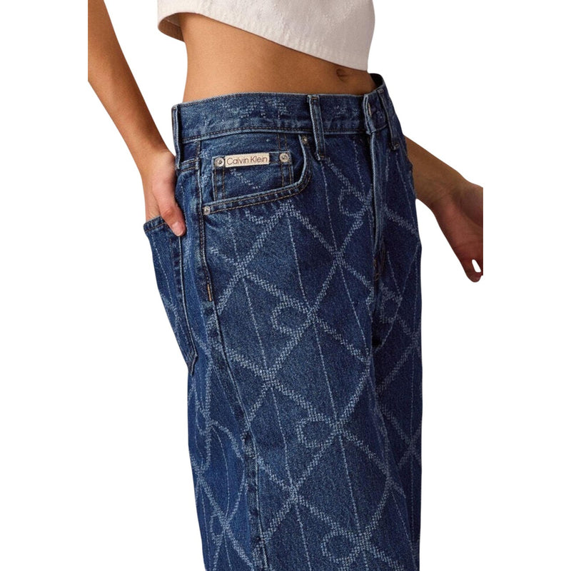Jean en coton géométrique bleu pour femmes Calvin Klein