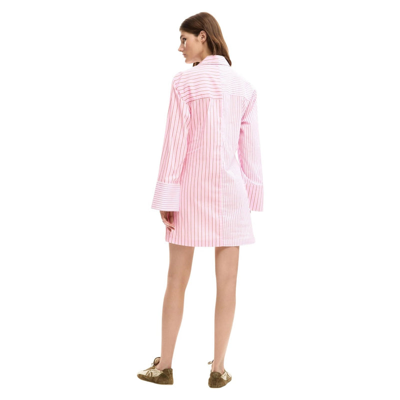 Robe en coton à rayures roses et encolure en V par Desigual