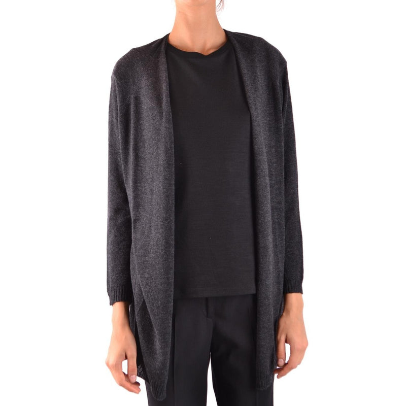 Woolrich Women Grey Long Cardigan Cashmere Wool Blend
