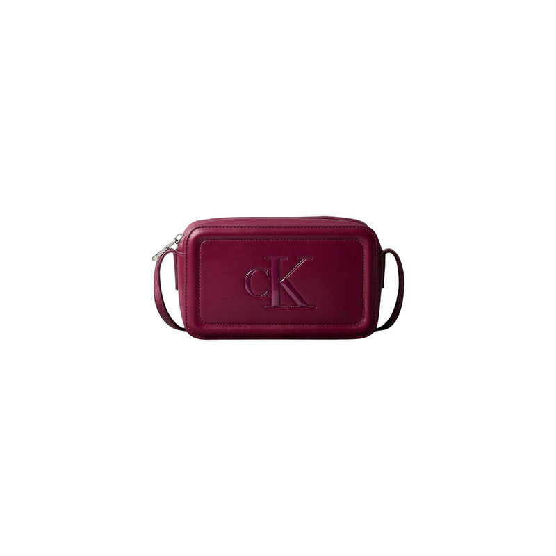 Calvin Klein Bordeaux Polyurethane Zip Bag with Interior Pockets