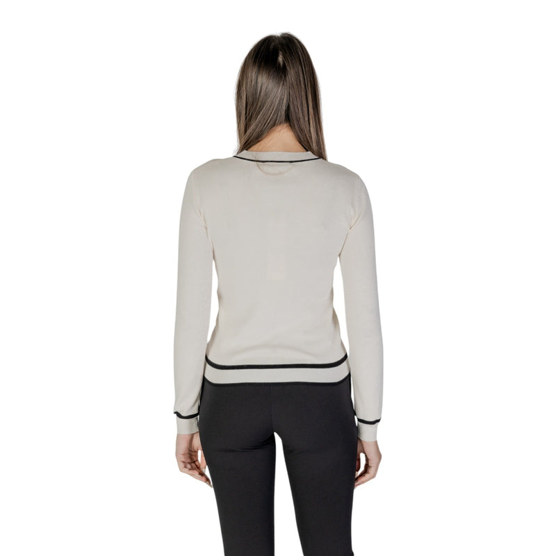 Beige Long Sleeve Knit Cardigan with Front Pockets