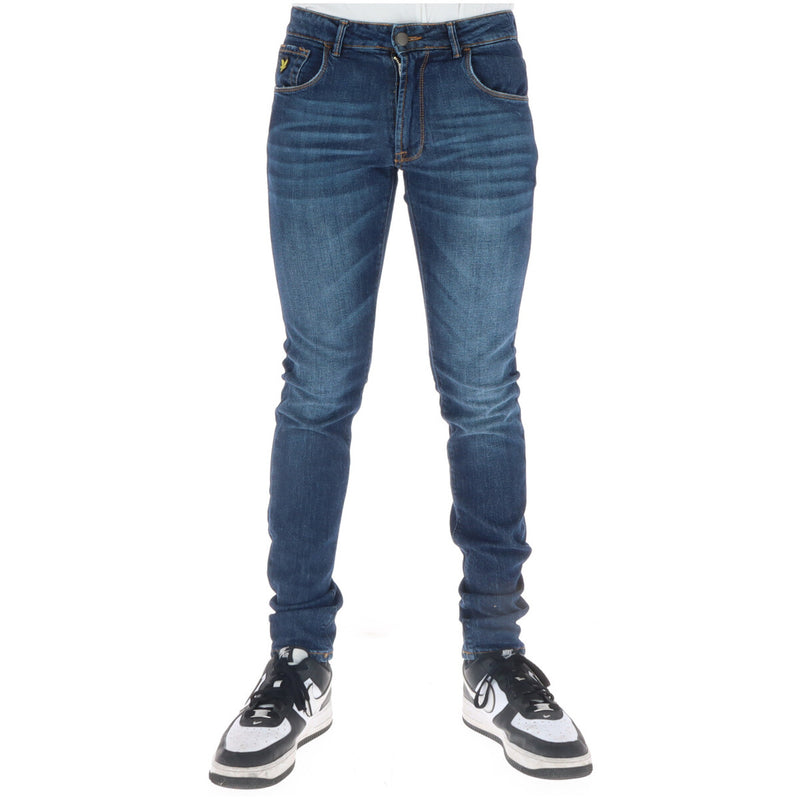 Lyle & Scott Men's Blue Jeans with Worn-Out Effect