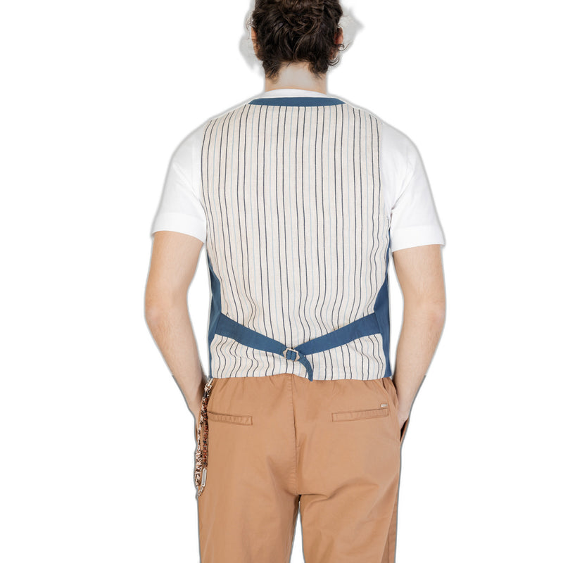 Gilet en coton bleu sans manches à col en V pour hommes Gianni Lupo