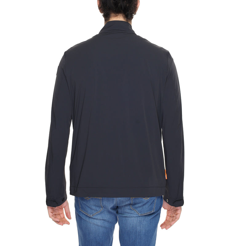 Veste à col roulé noire pour hommes en nylon et spandex