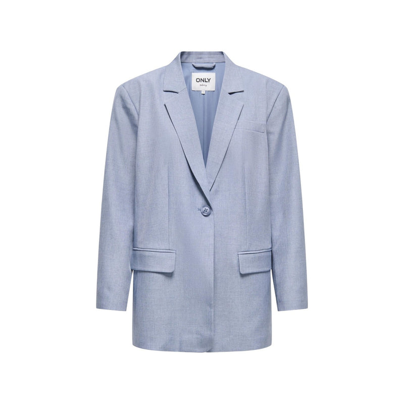 Light Blue Women's Blazer with Button Front and Pockets