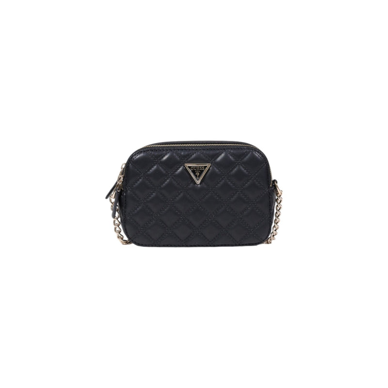 Guess Black Polyurethane Zip Bag with Interior Pockets