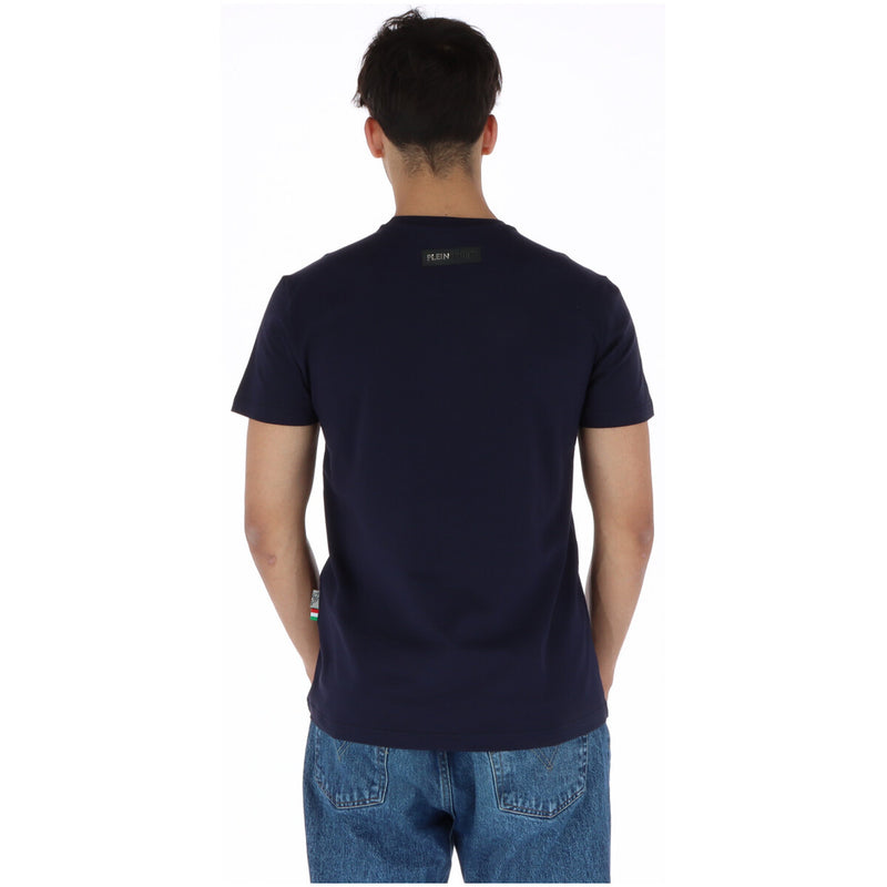 Plein Sport Men's Blue Print T-Shirt Round Neck Short Sleeve