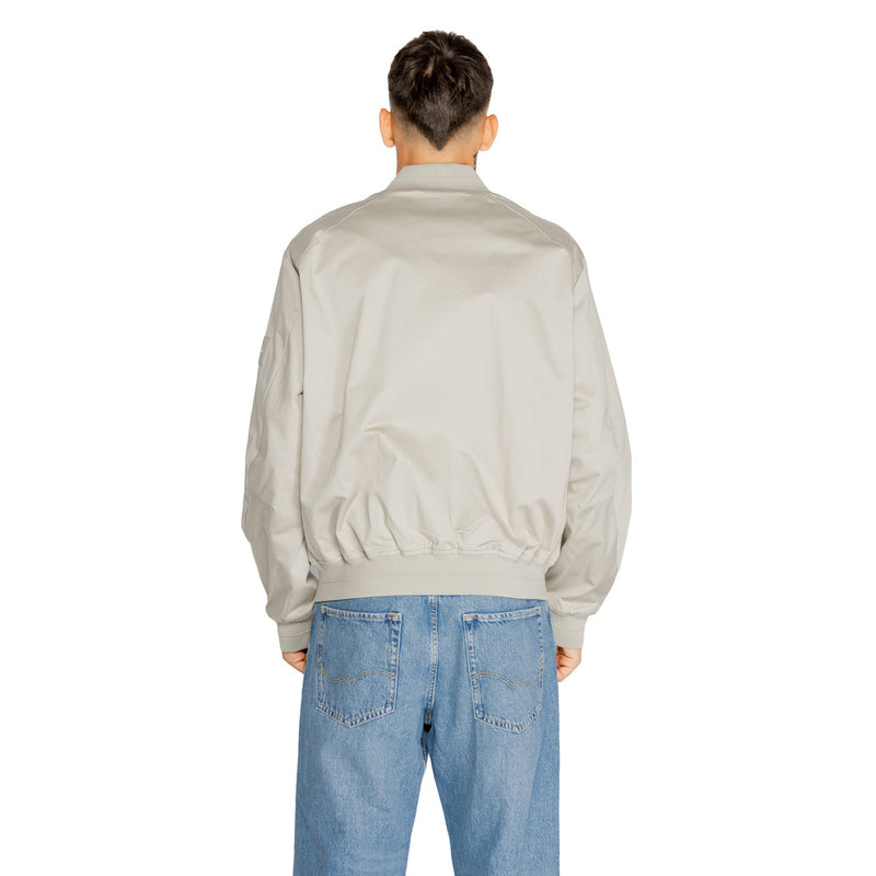 Calvin Klein Men Grey Long Blazer with Zip and Front Pockets