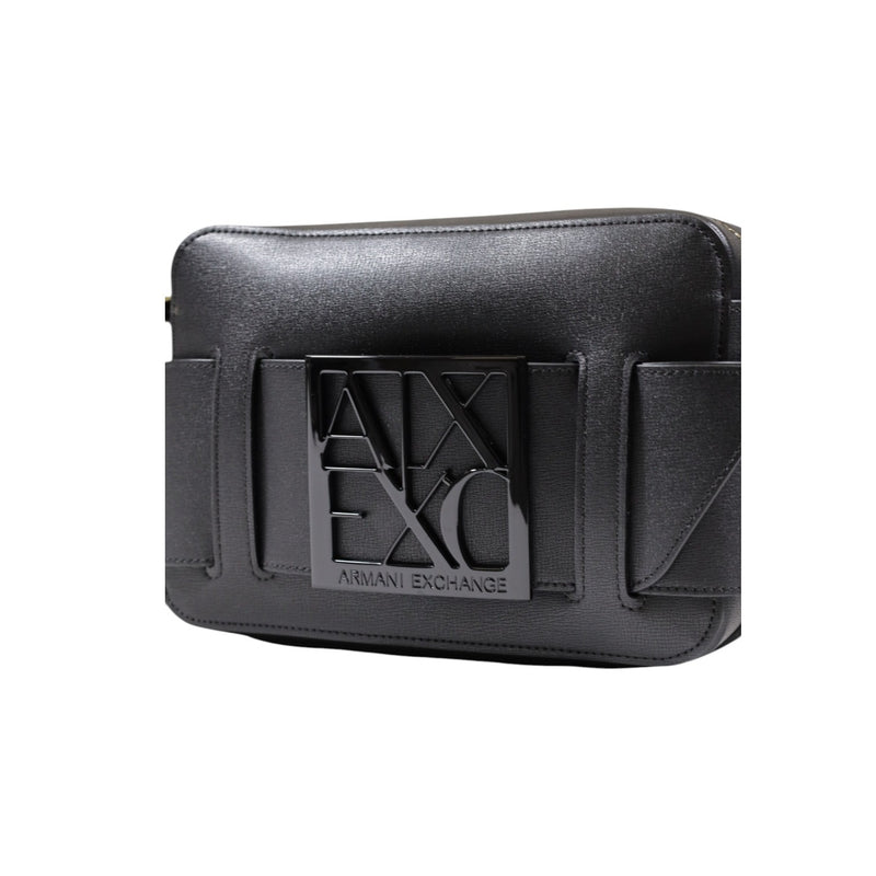 Armani Exchange Black Polyurethane Zip Bag for Women