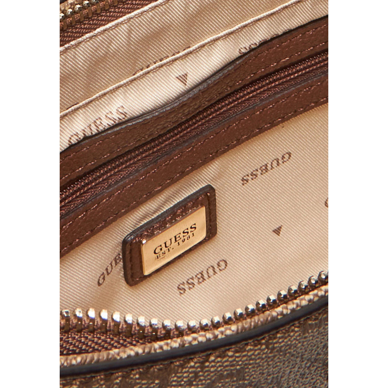 Guess Beige Plain Handbag with Zip and Pockets