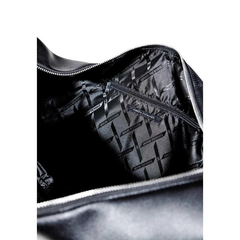 Armani Exchange Black Polyester Handbag with Zip Pocket