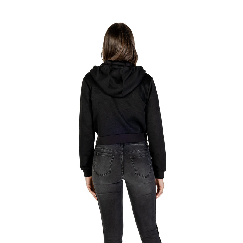 Guess Active Women Black Full Zip Hooded Sweatshirt Fall Winter