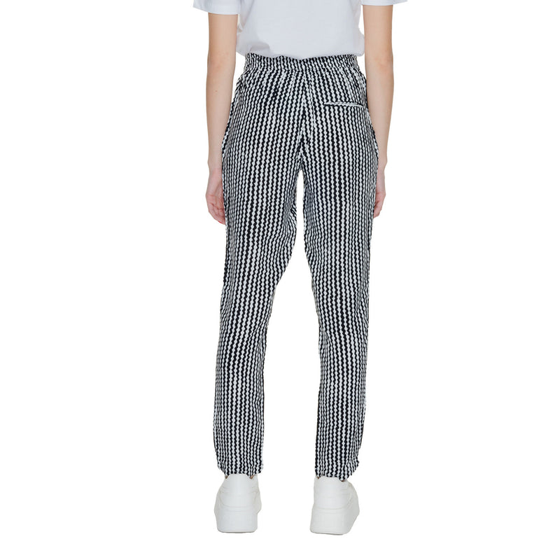 Women's Black Geometric Trousers with Lace Detail