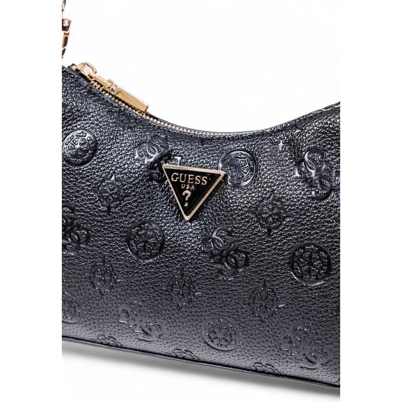Guess Black Polyurethane Handbag with Zip Pockets