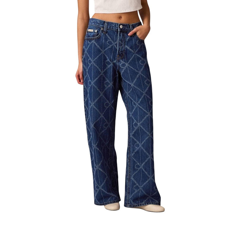 Jean en coton géométrique bleu pour femmes Calvin Klein
