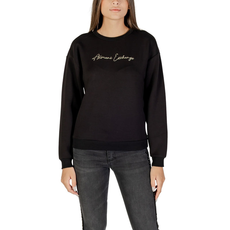 Armani Exchange Women Noir Imprimé Manches Longues Col Rond Sweatshirt