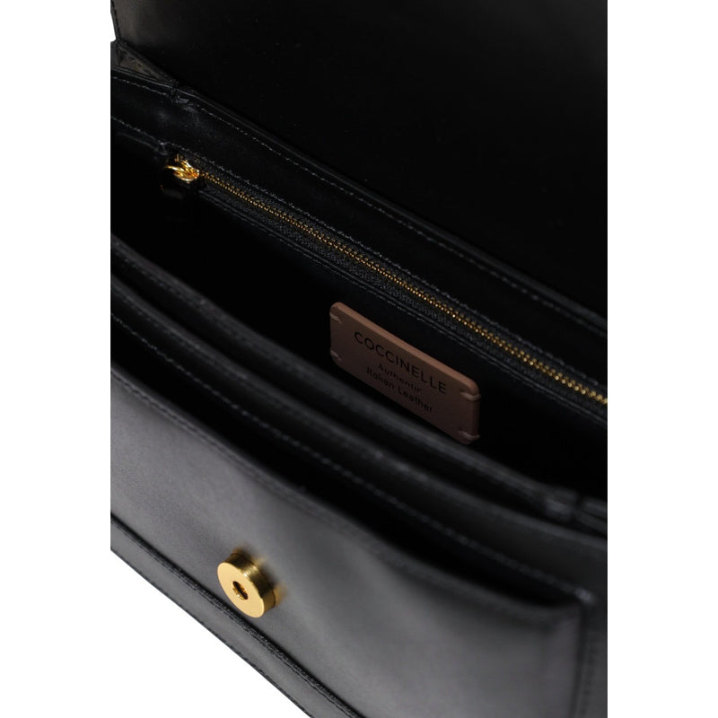 Coccinelle Black Leather Handbag with Inside Pocket