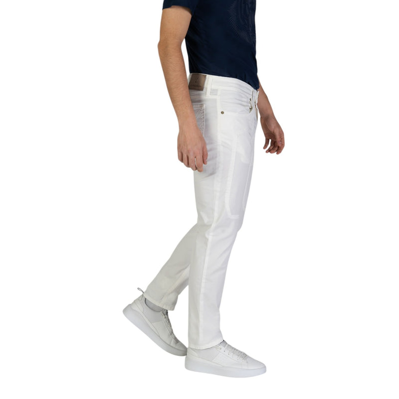 Jeckerson White Cotton Men Spring Summer Trousers