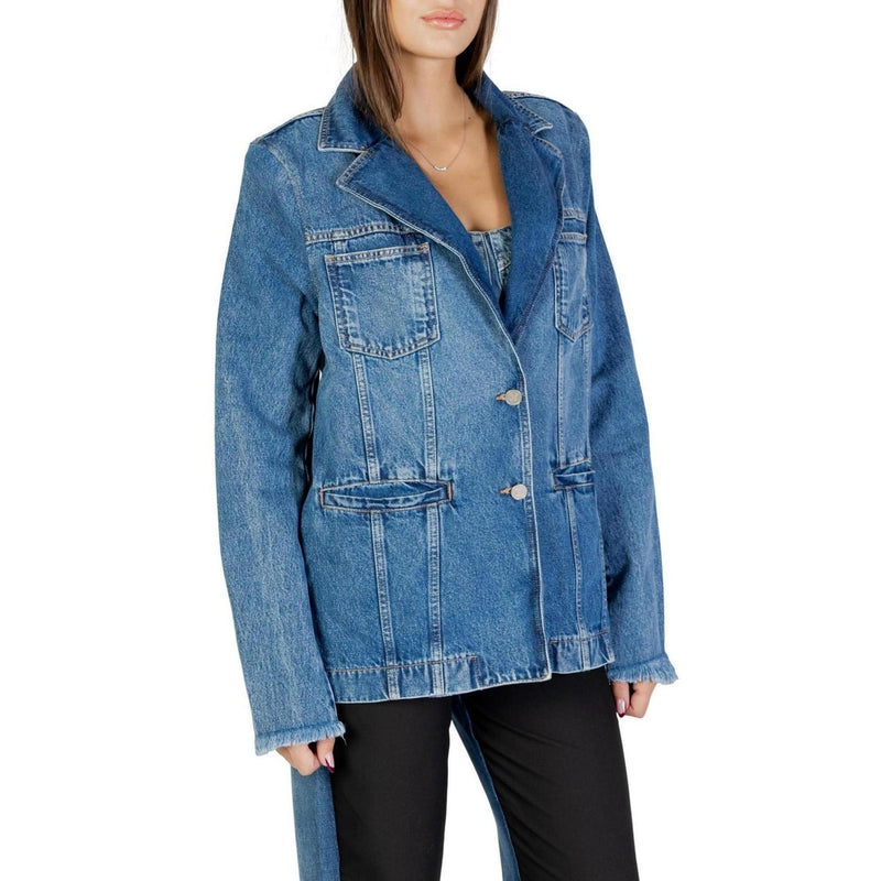 Veste bleue à manches longues avec poches avant pour femmes