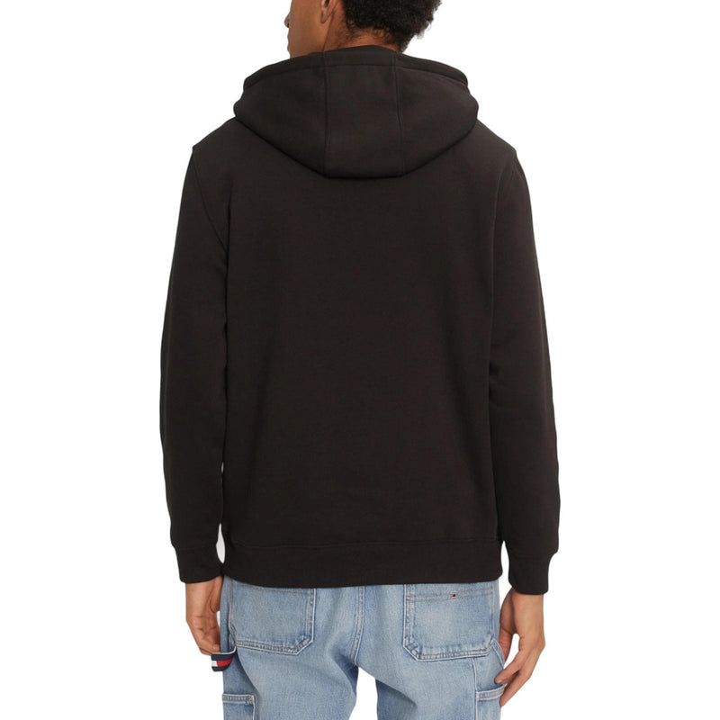 Black Long Hooded Tommy Hilfiger Jeans Men Fall Winter Sweatshirt with Front Pockets