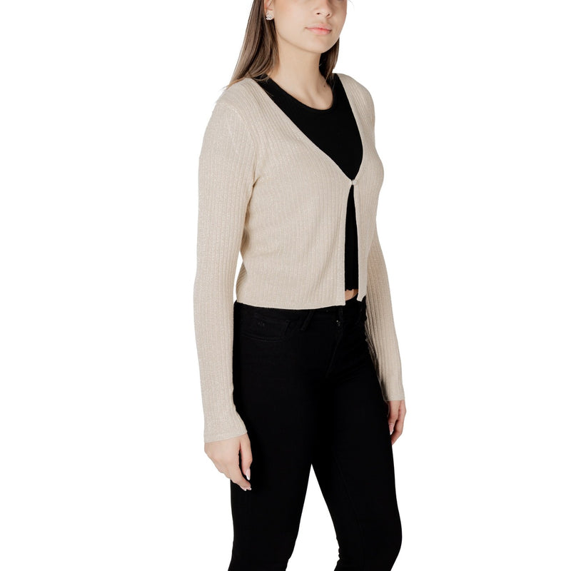 Cardigan à gilet à boutons en lurex doré avec encolure en V