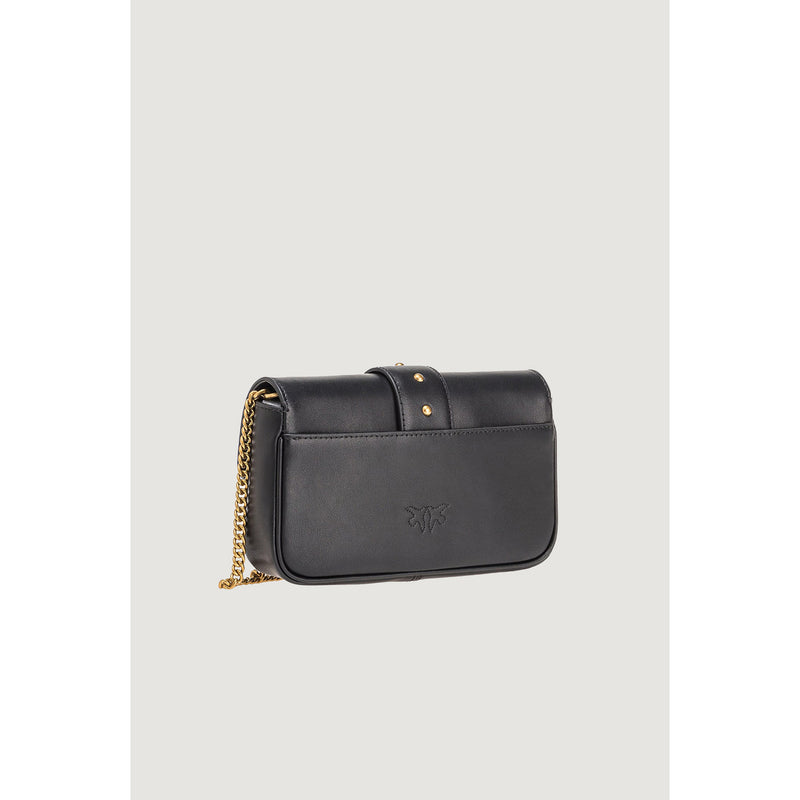 Pinko Black Leather Shoulder Bag with Interior Pocket