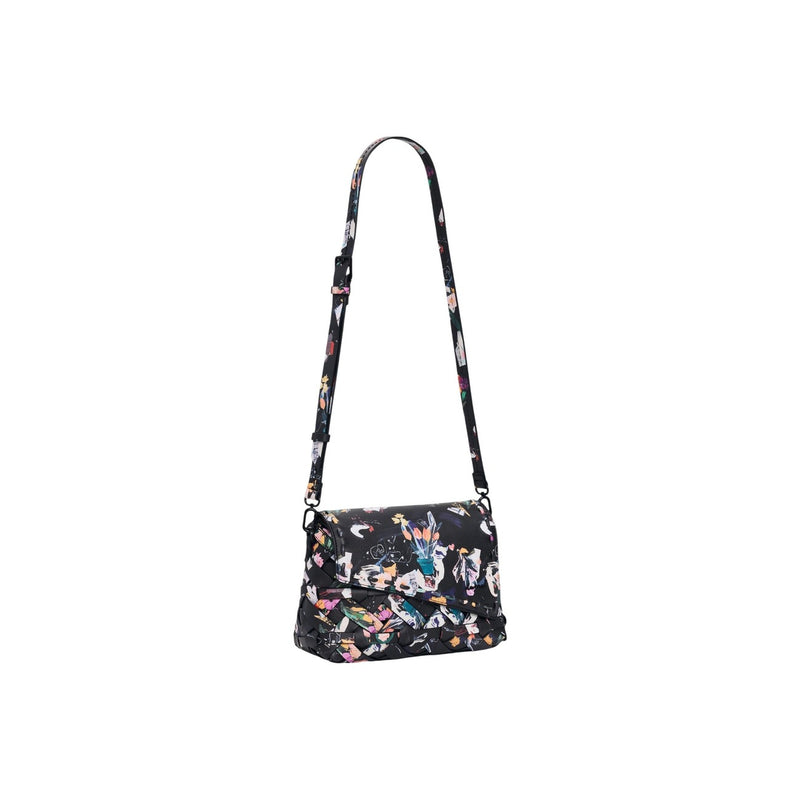 Desigual Black Print Cotton Shoulder Bag with Inside Pocket
