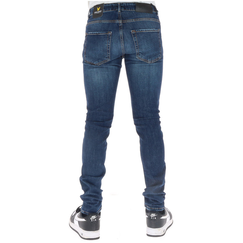 Lyle & Scott Men's Blue Jeans with Worn-Out Effect