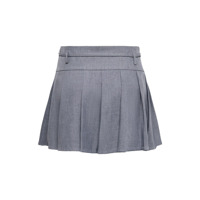 Grey Polyester Elastane Women's Skirt for Spring and Summer