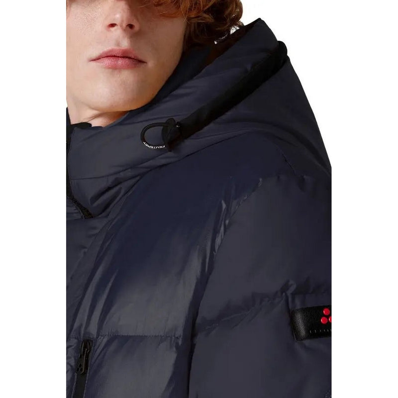 Peuterey Homme Bleu Veste à capuche en polyamide avec fermeture éclair